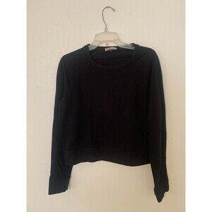 Anjali Black Sweater Lightweight Pullover Sweatshirt Black Size Large Cropped
